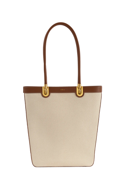 Spacious designer tote bag with shoulder straps in rich caramel brown, crafted from durable high-grade nylon with leather trim accents, designed to blend timeless luxury with modern functionality for daily elegance.