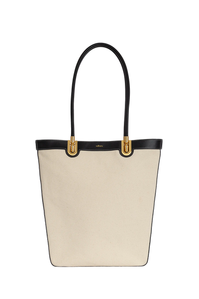 Spacious designer tote bag with shoulder straps in classic black, crafted from durable high-grade nylon with leather trim accents, the ultimate statement piece for fashion-forward wardrobes and effortless everyday wear.