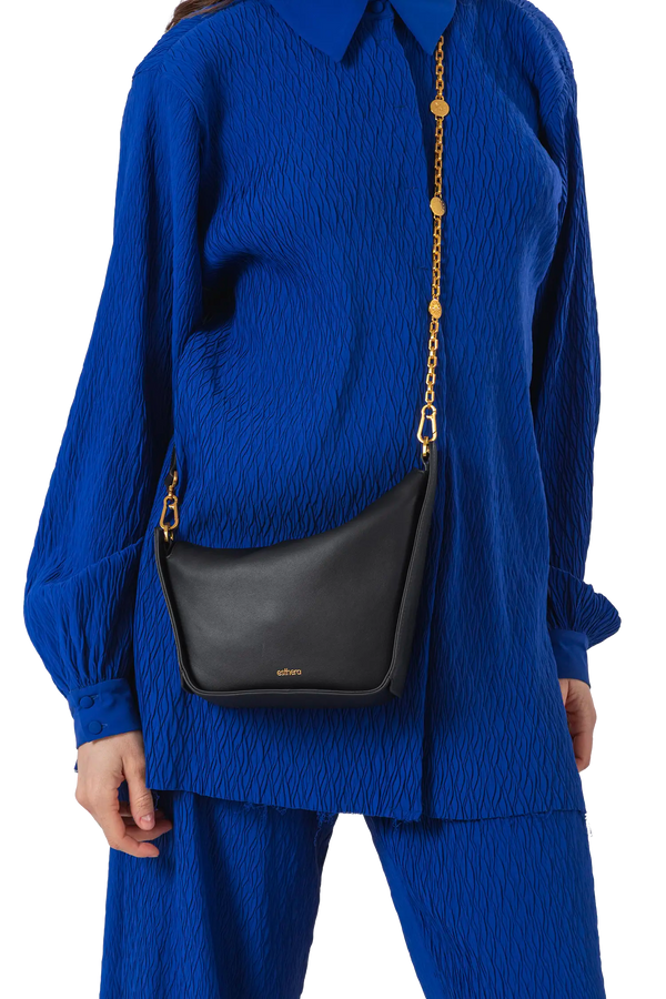 10 AM MEDIUM Shoulder Bag Black Esthera US