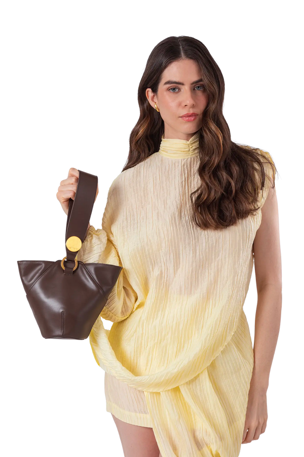 9 PM Handbag Coffee Brown Esthera US
