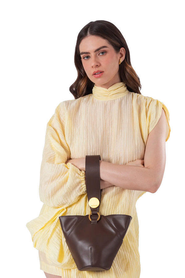 9 PM Handbag Coffee Brown Esthera US