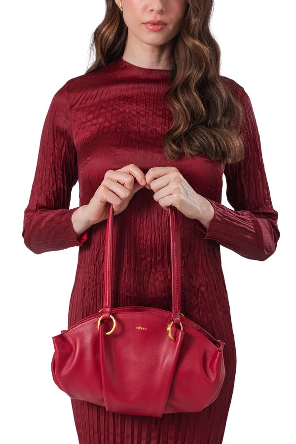 07:07 PM NEW Shoulder Bag Merlot Red Esthera US