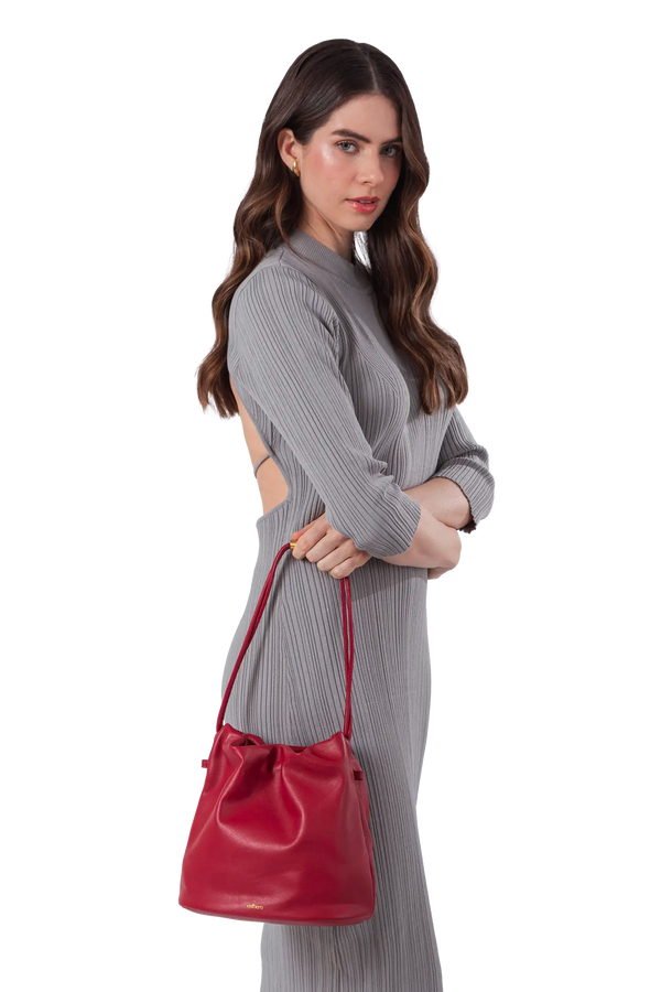 CRAB POUCH Shoulder Bag Merlot Red Esthera US