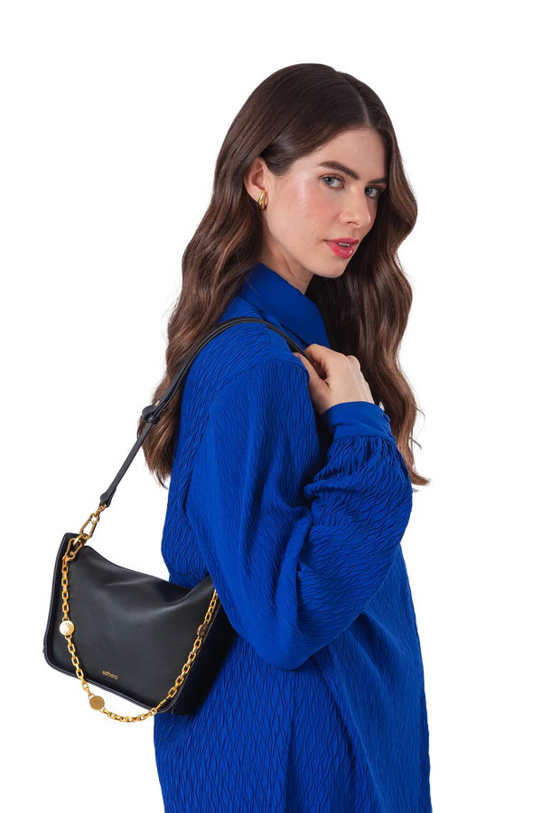 10 AM MEDIUM Shoulder Bag Black Esthera US