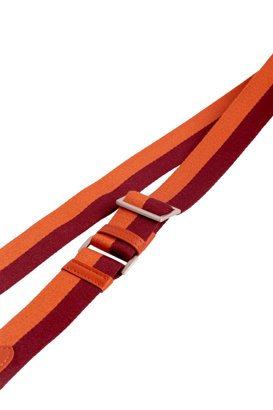 Webbing Strap Wine + Orange with Silver