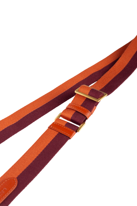 Webbing Strap Wine + Orange with Gold