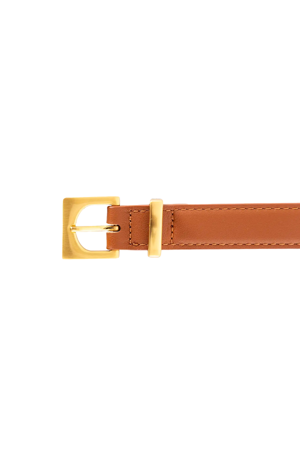 CUBE GOLD-BUCKLE BELT 20MM CARAMEL Esthera US