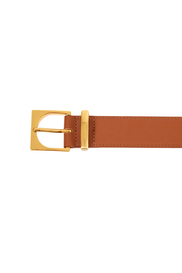 CUBE GOLD-BUCKLE BELT 35MM  Caramel Esthera US