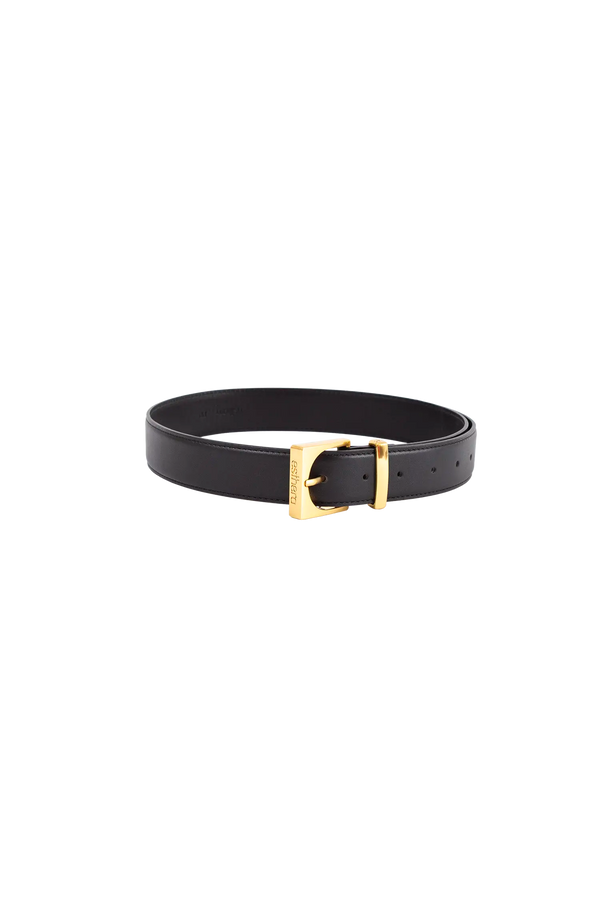 CUBE GOLD-BUCKLE BELT 35MM Black Esthera US